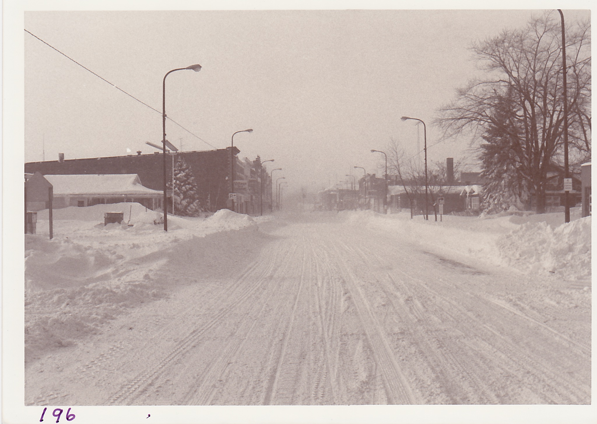 A view of West Main St. from Summit St. looking west during historic blizzard of Jan. 26-27, 1978.