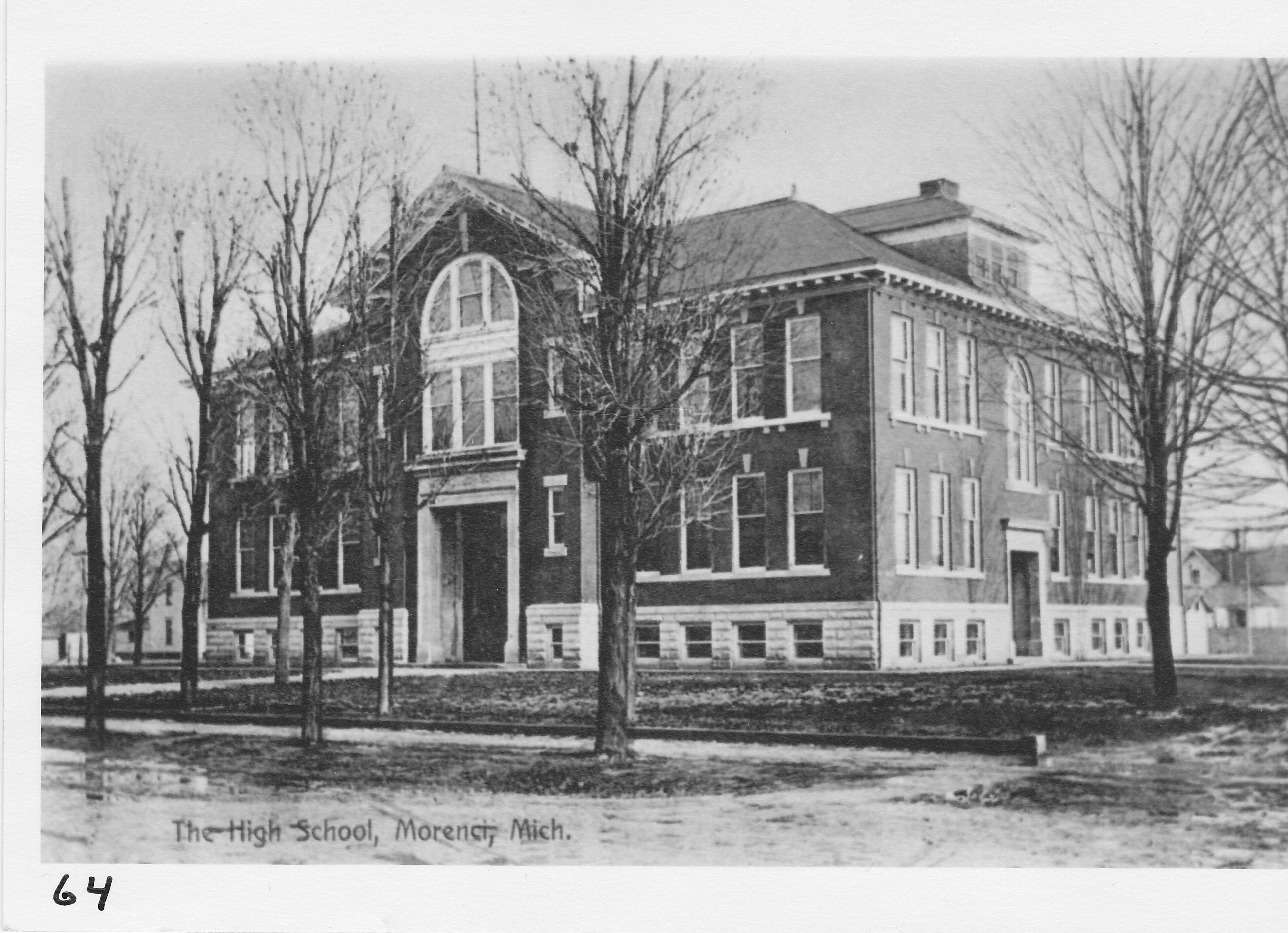 Morenci High School built in 1907, razed June 26, 1970.