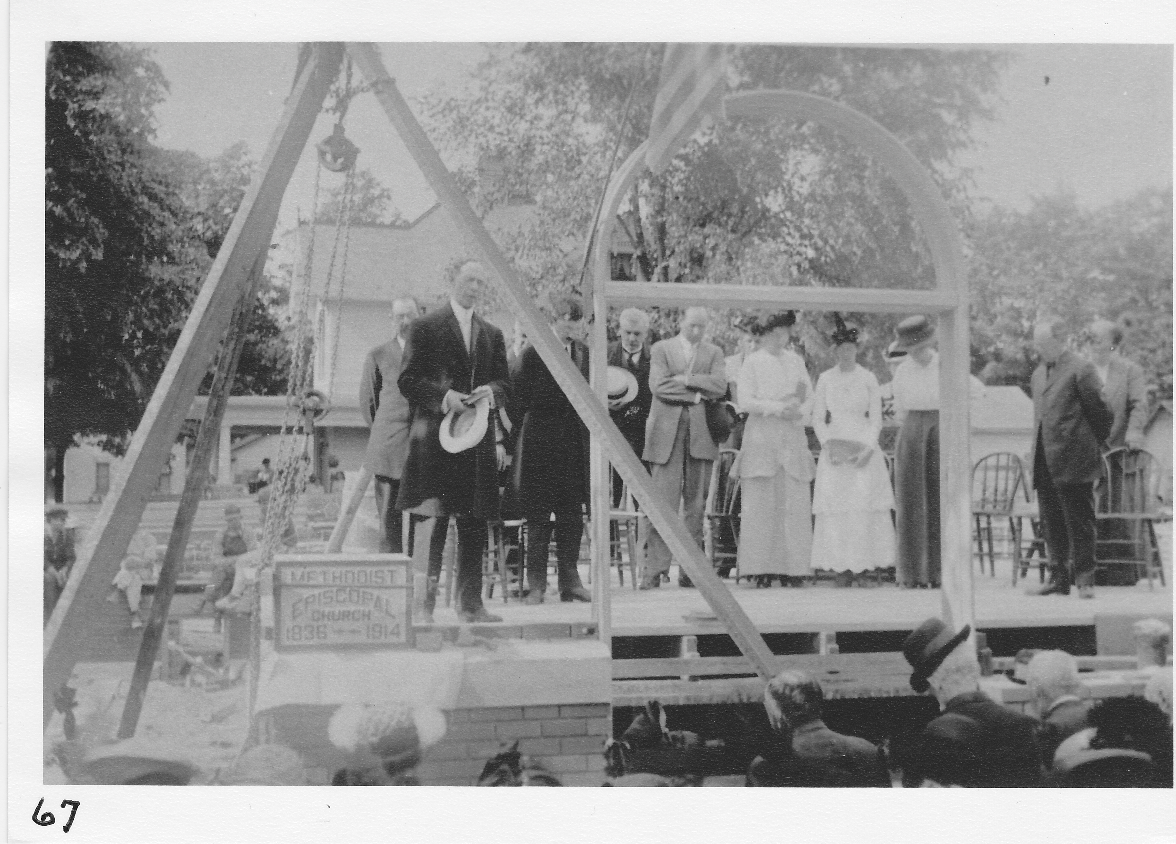 Laying of cornerstone of new Methodist Episcopal Church 1914.