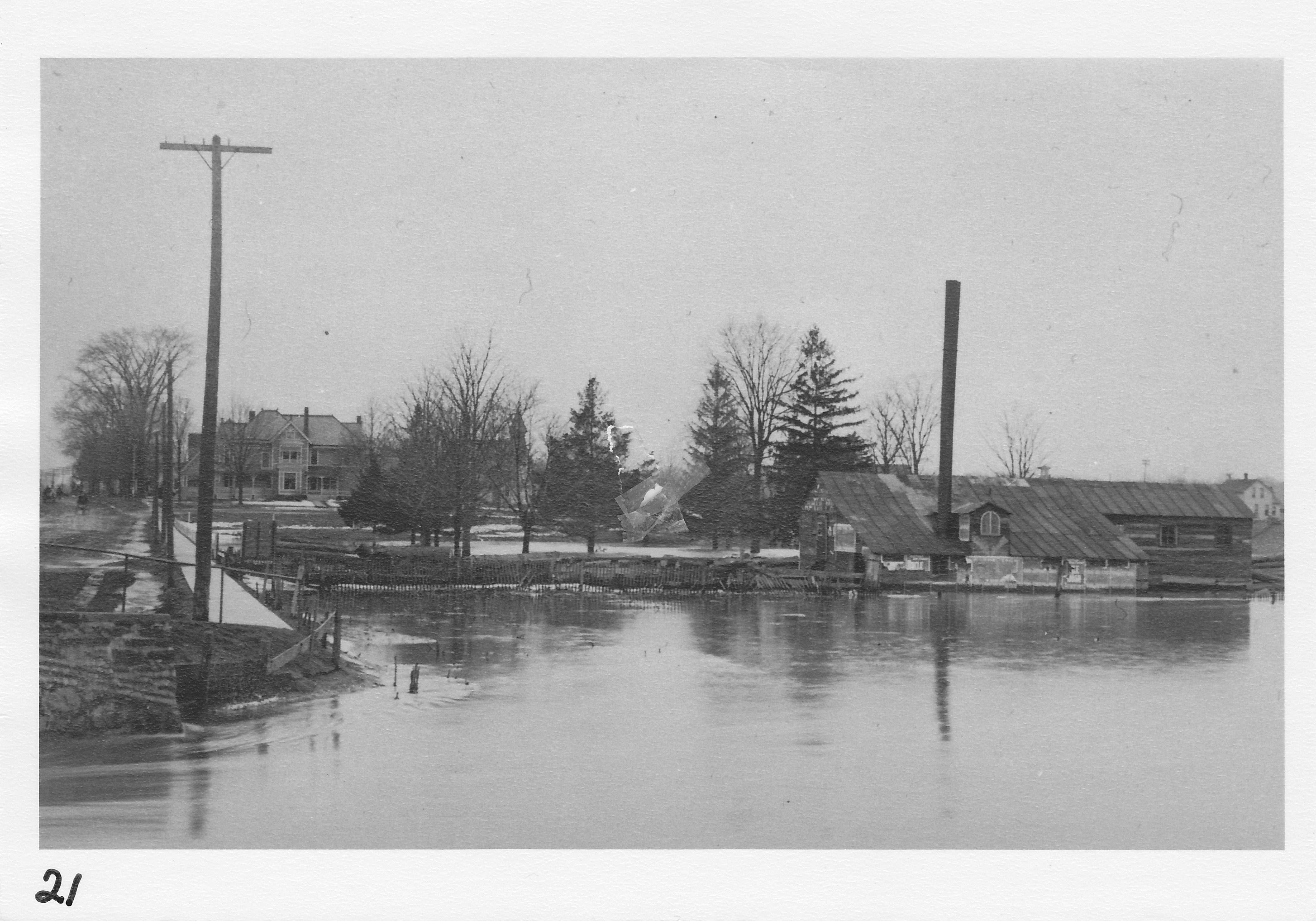 Bean Creek springtime flood at John Palmer’s sawmill (present day Wakefield Park near West Main Street bridge).