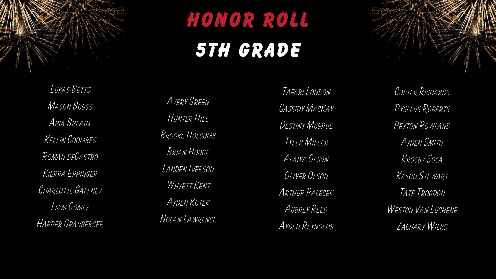 Honor Roll 5th grade