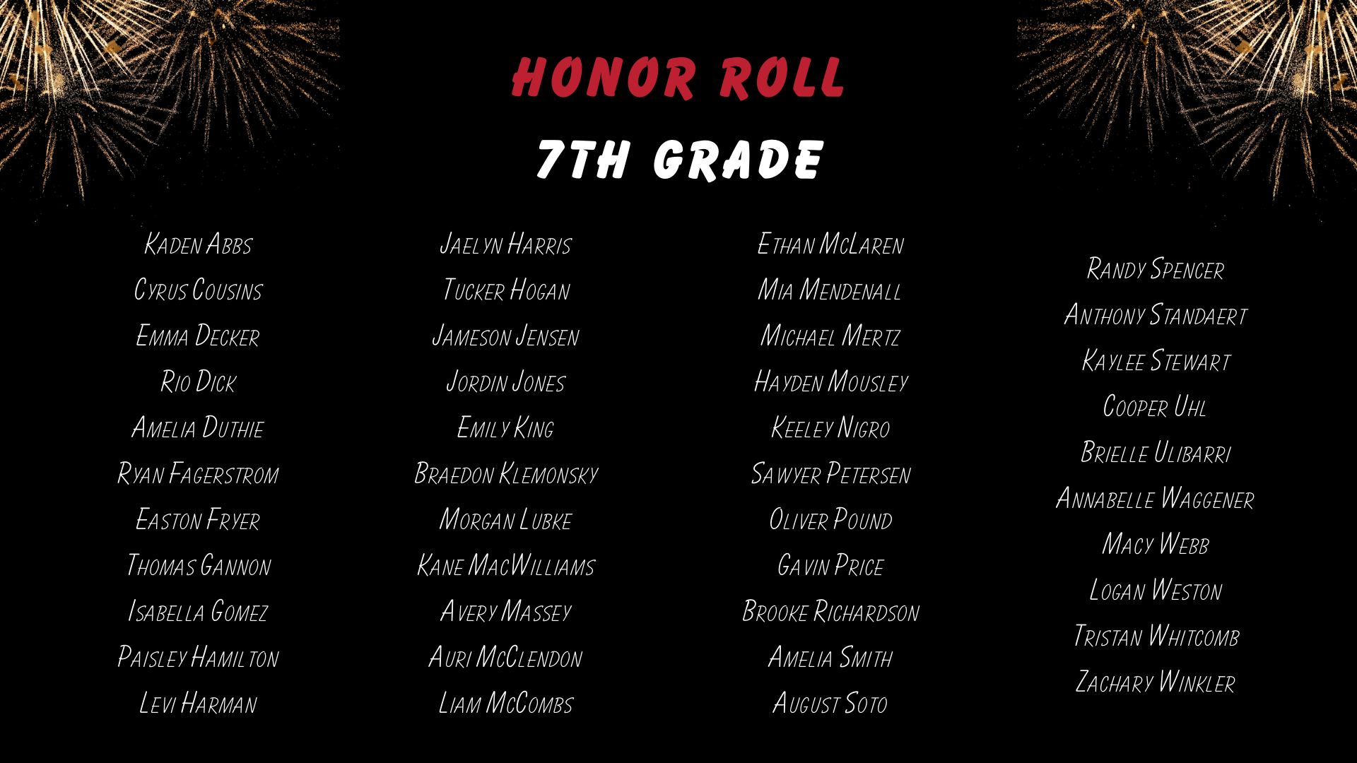 Honor Roll 7th grade