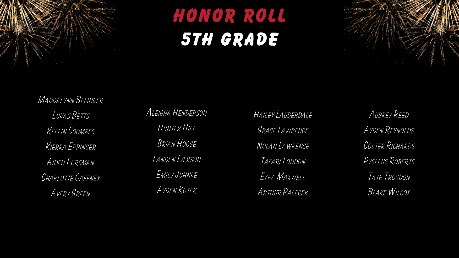 Honor Roll 5th grade