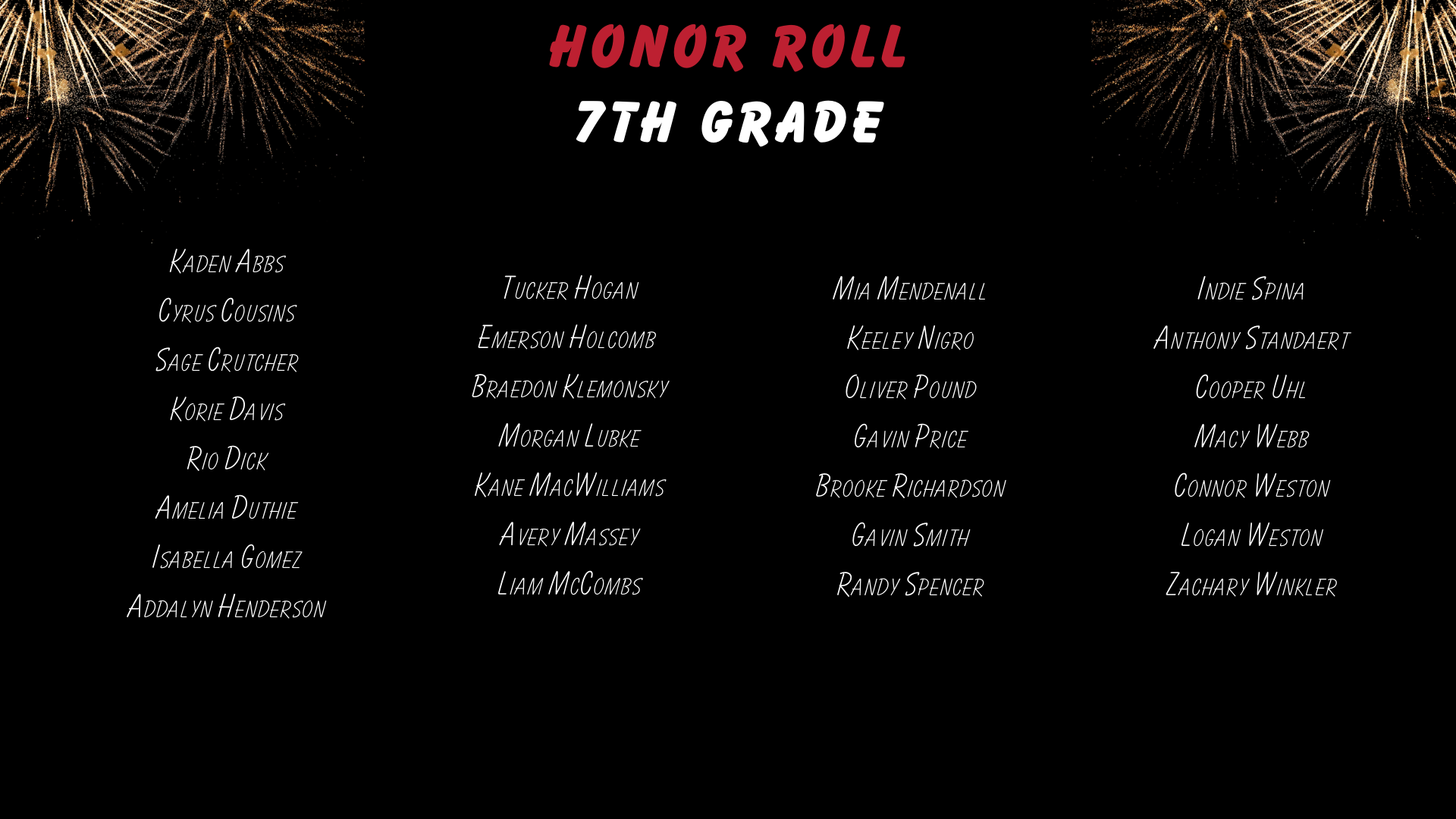 Honor Roll 7th grade