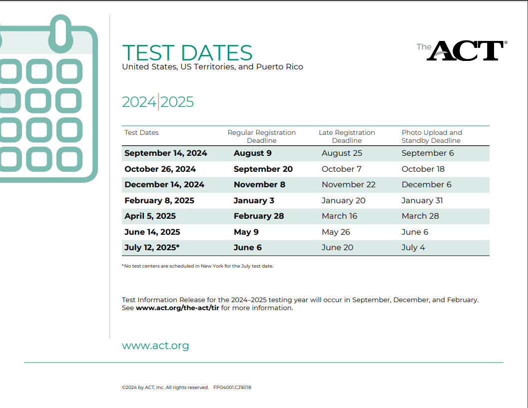 ACT Schedule