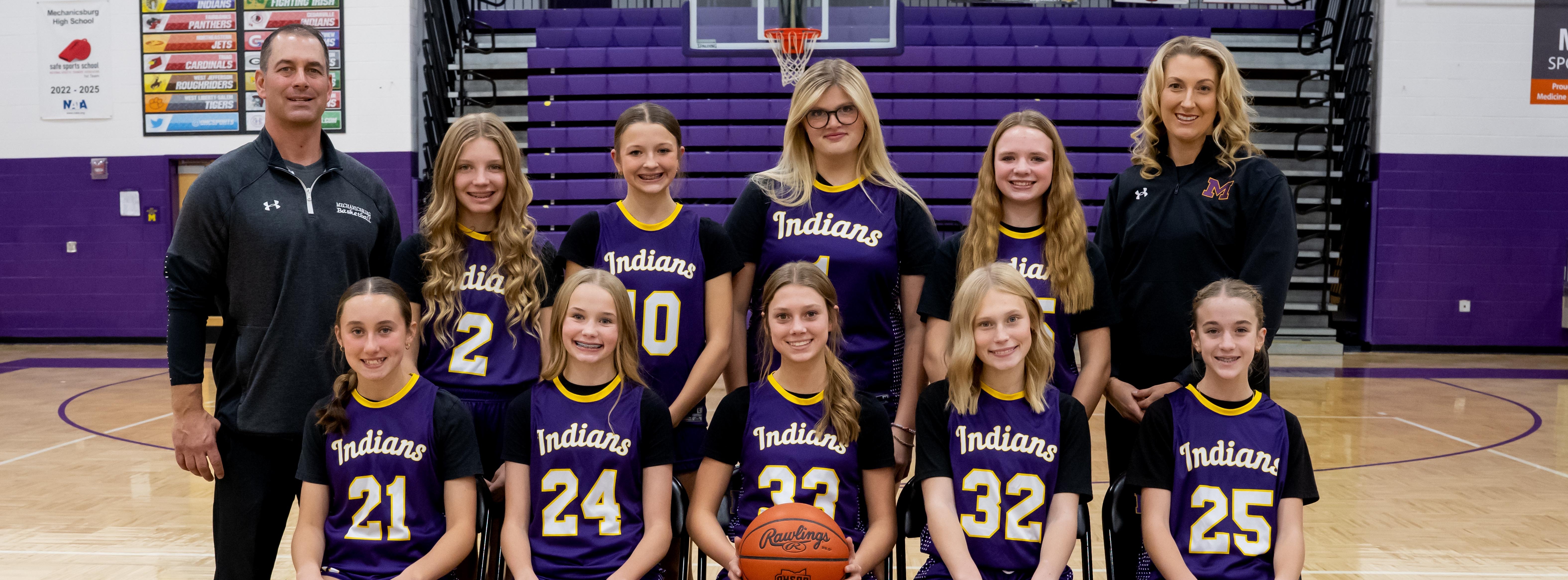 2025-2026 MMS girls 8th grade basketball team picture