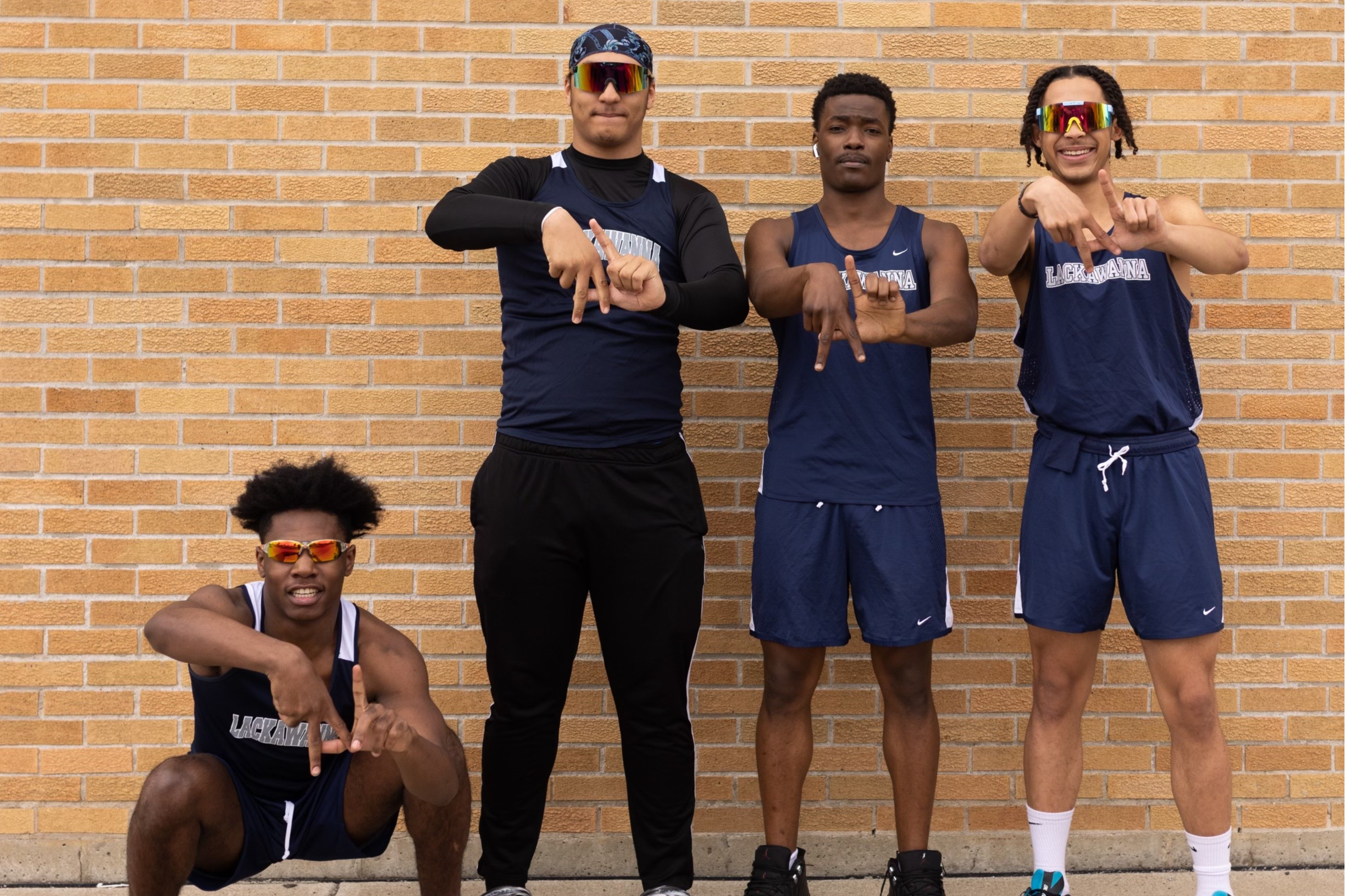 Lackawanna track athletes pose for a photo