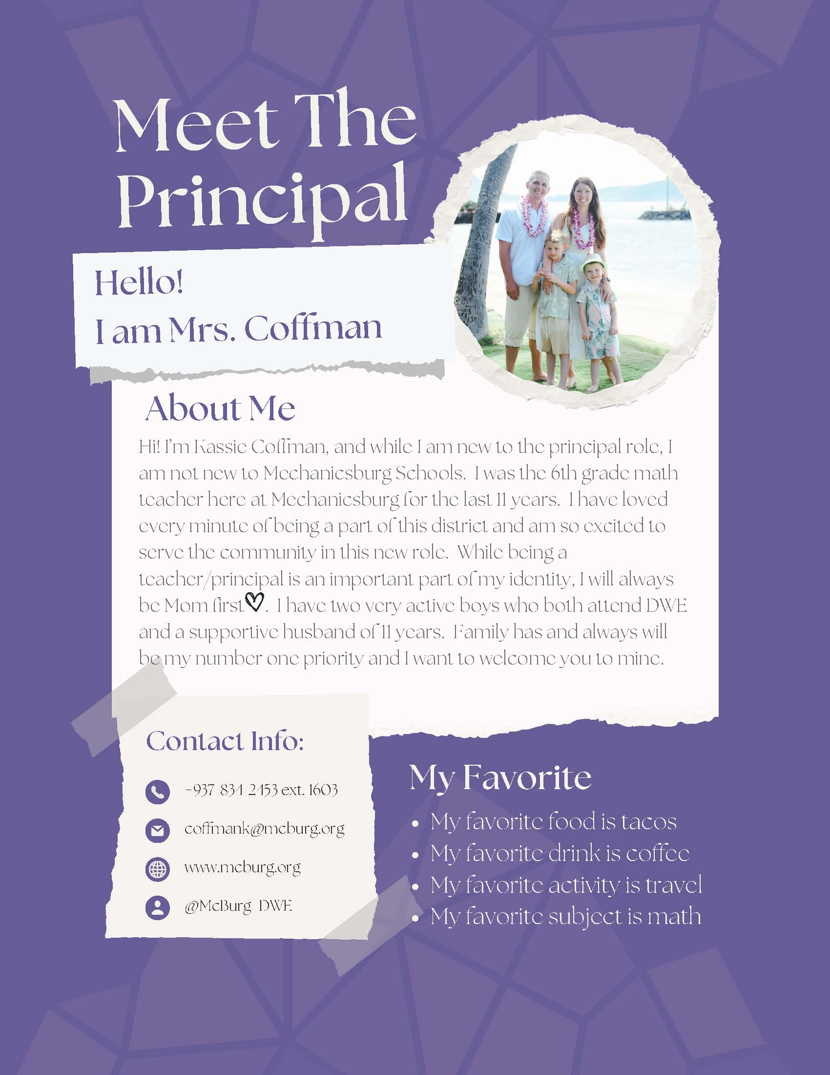 Kassie Coffman Principal Introduction Letter