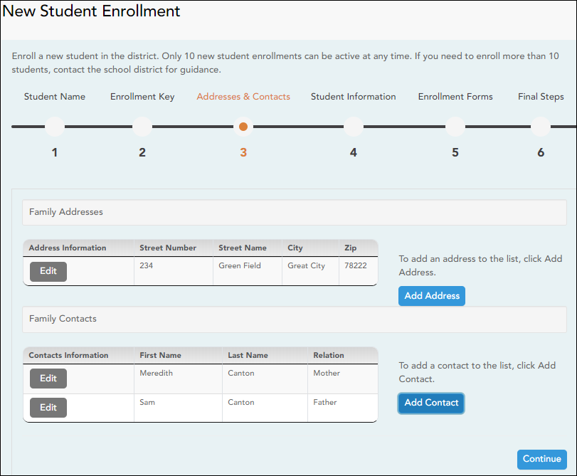 Parent Enrollment Step 3