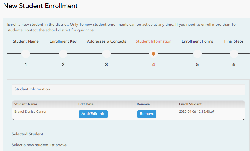 Parent Enrollment Step 4