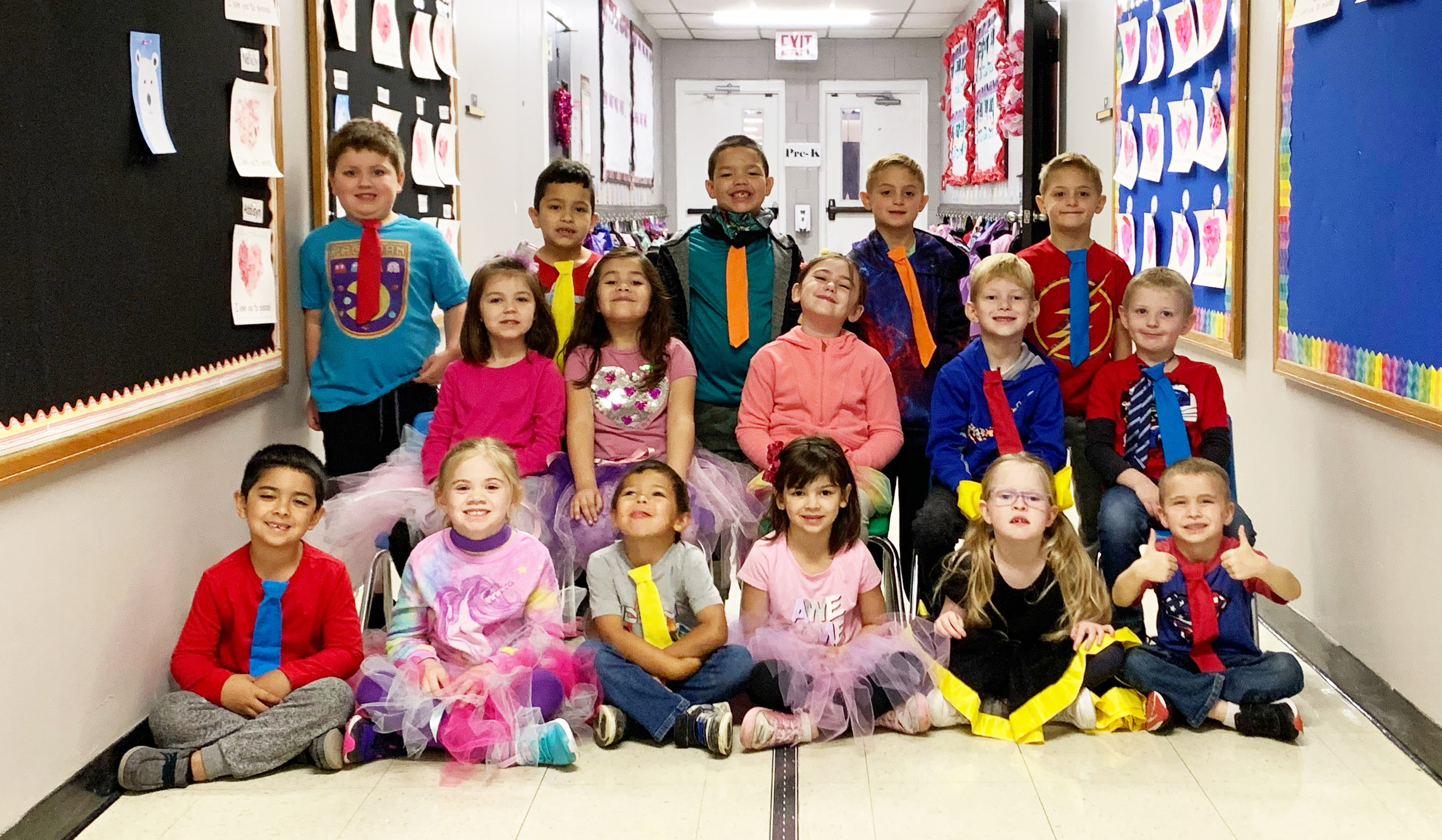 Elementary students dressed up for TWOS Day.