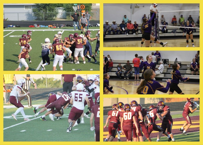 Photo collage of sports - football and volleyball