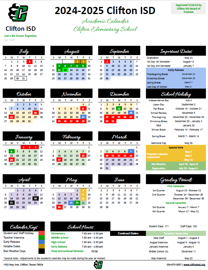 CISD 24-25 Academic Calendar