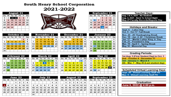 School Calendar  South Henry School Corporation