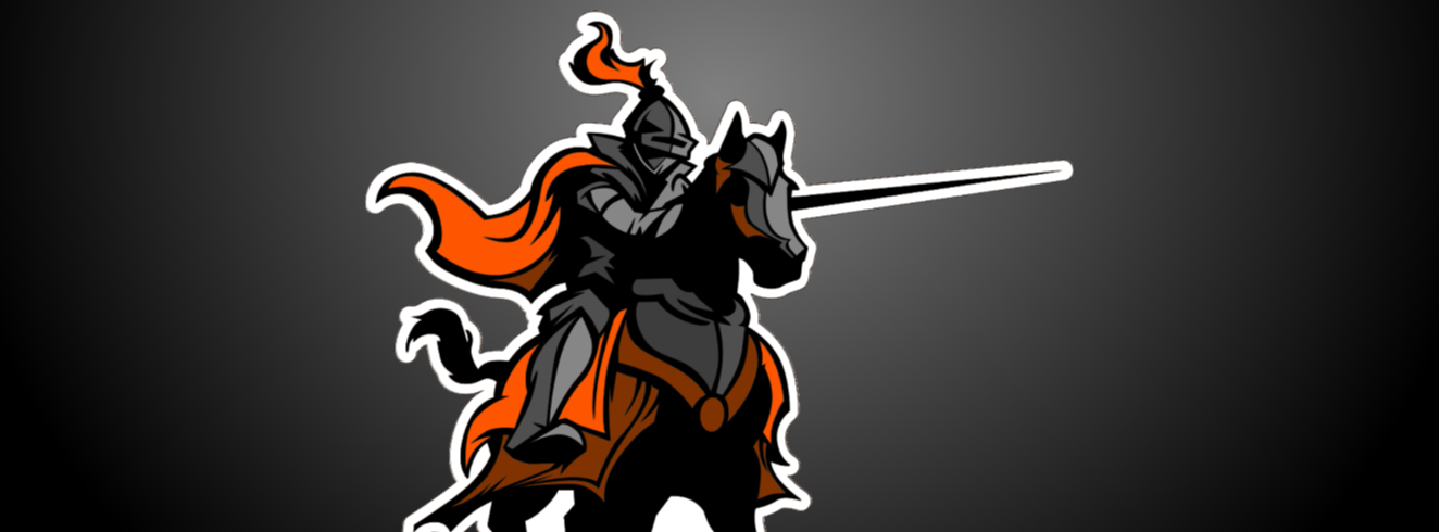 Charging knight logo on black background