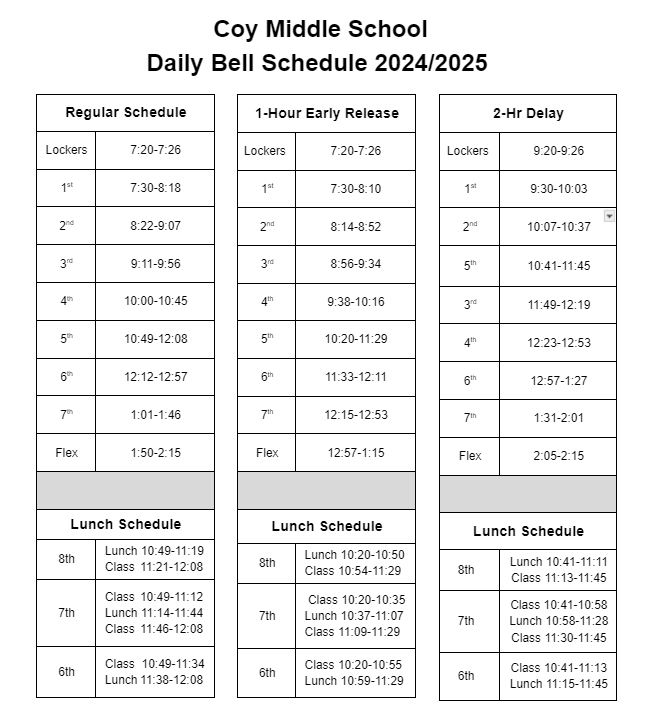 CMS Bell Schedule 2024-2025