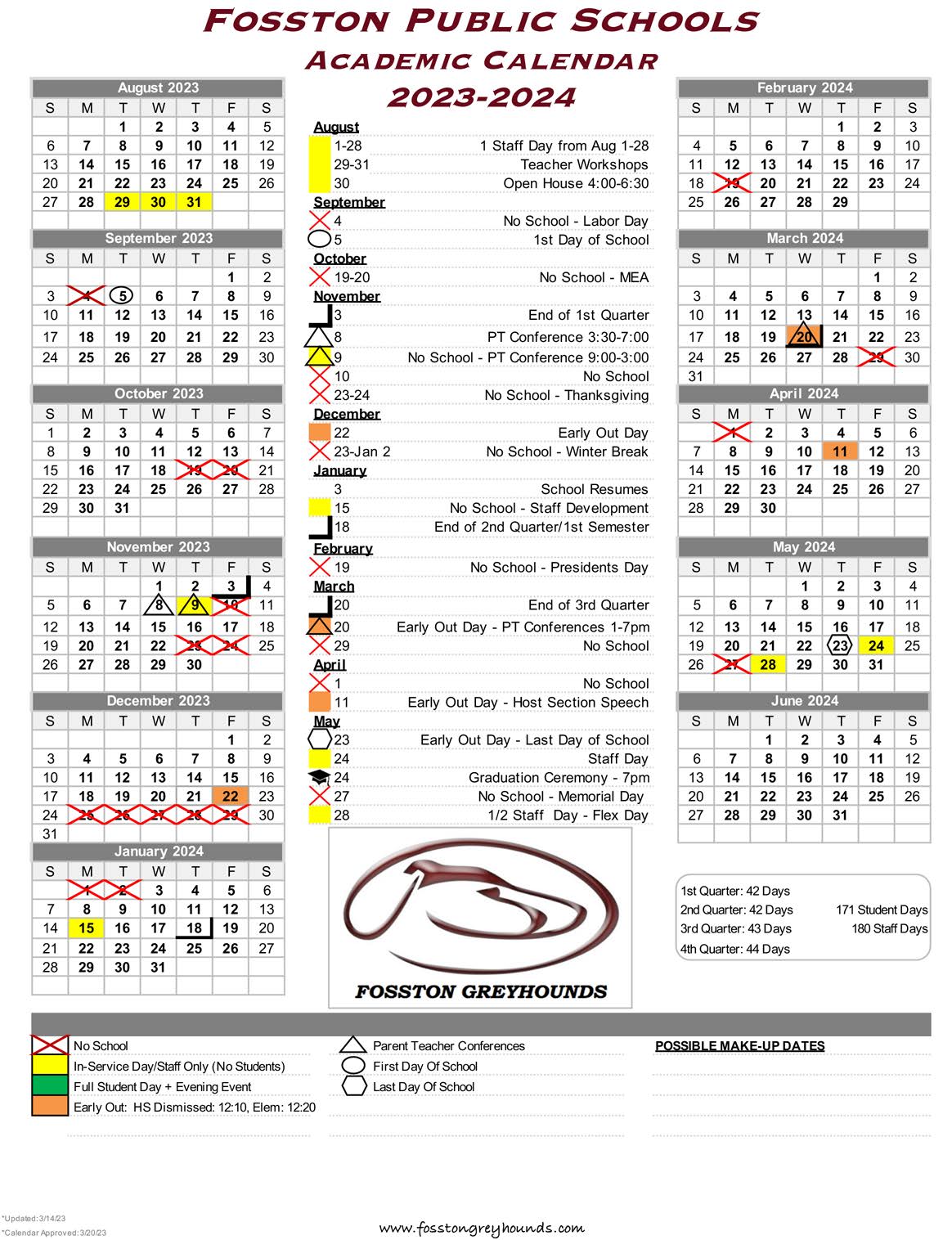 School Calendar 2023-2024 | Fosston Public Schools