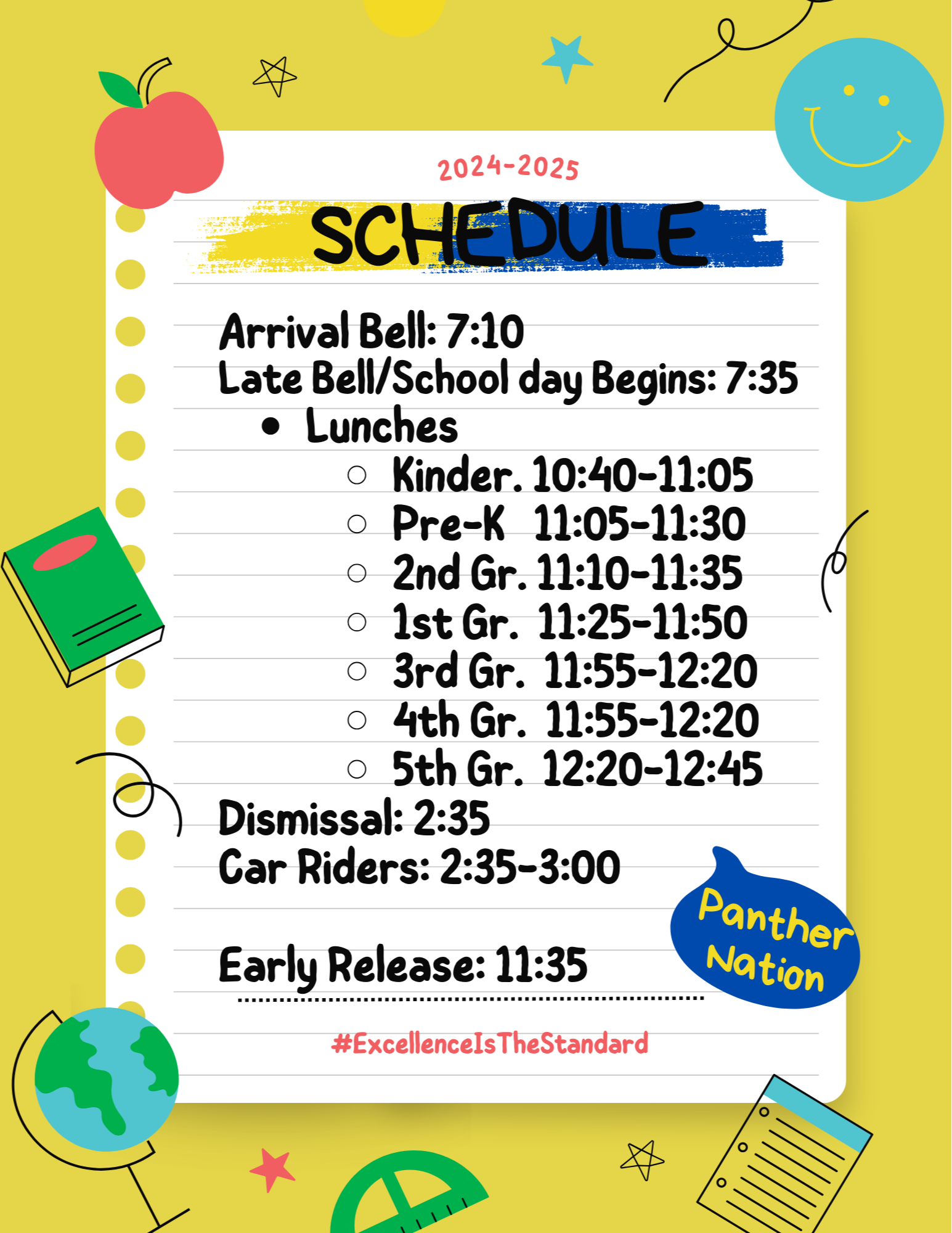 notebook paper background with schedule information