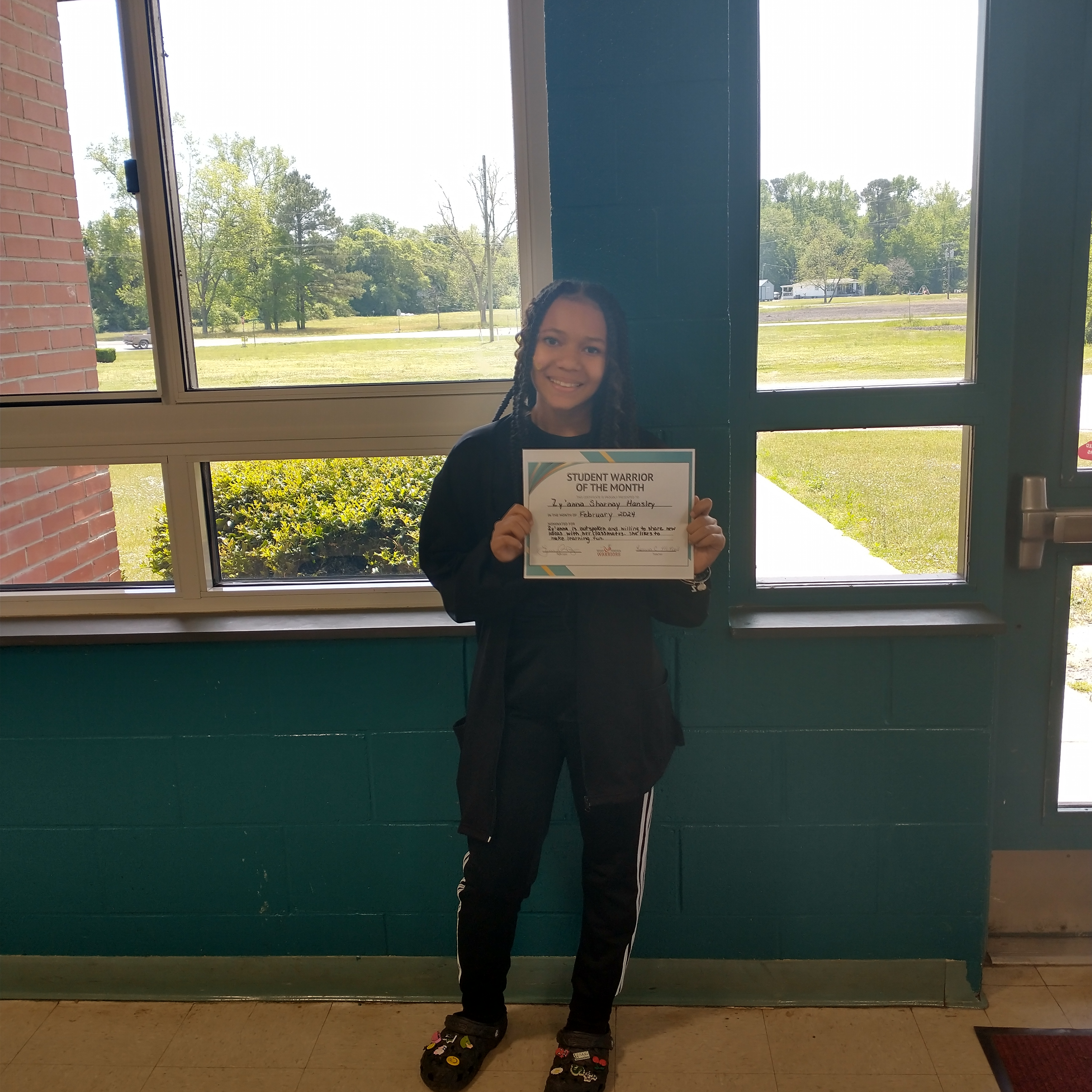 7th grade February student Warrior of the Month