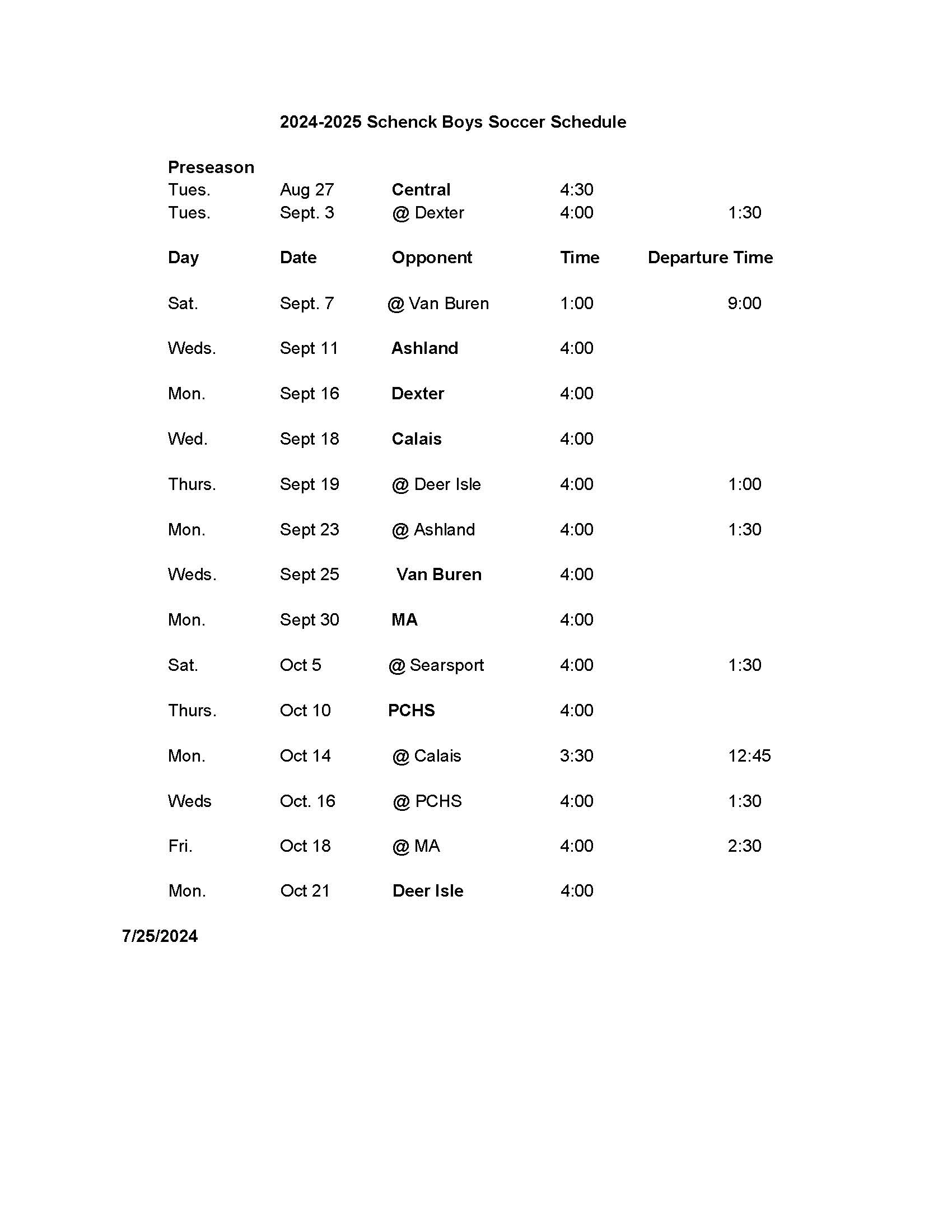 boys sched 2024