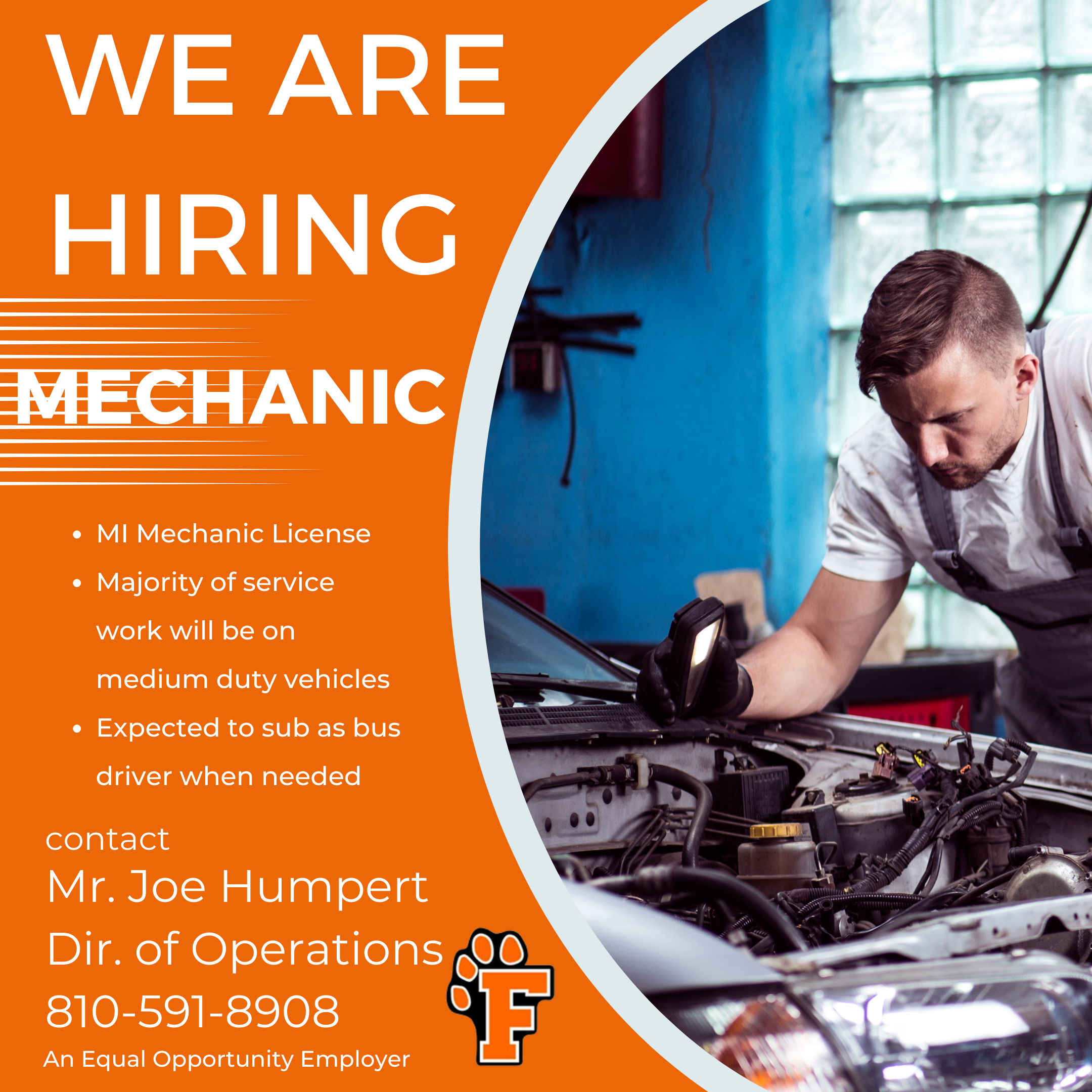 We Are Hiring - Mechanic Job Posting