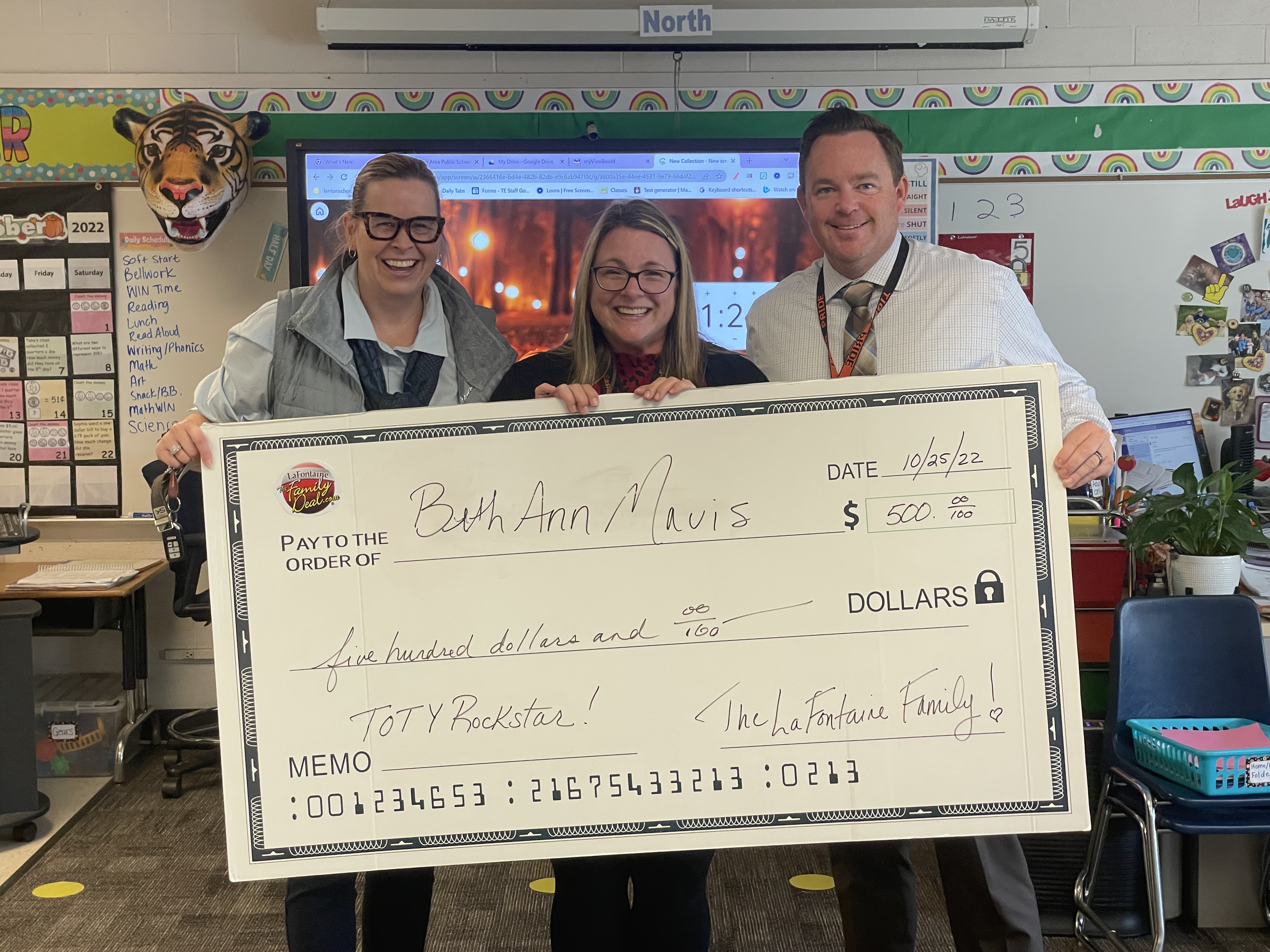 Teacher of the Year Nominee Check Presentation