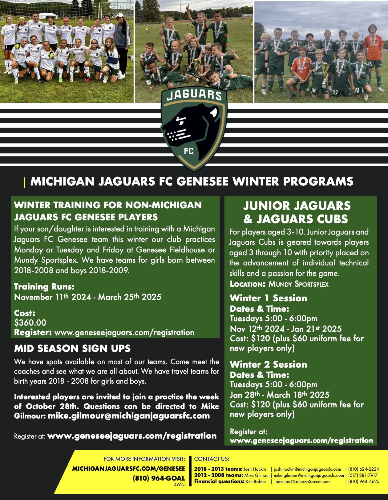 Jaguars FC Winter Programs Flyer