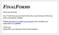 FinalForms Email Confirmation Screenshot - Example