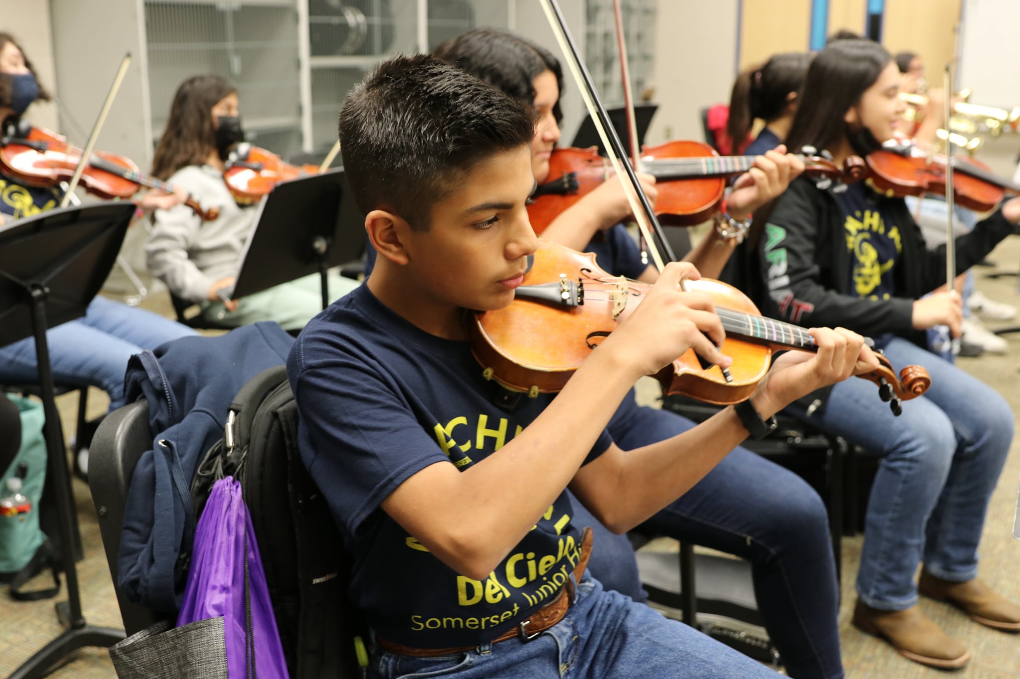 Student playing violin