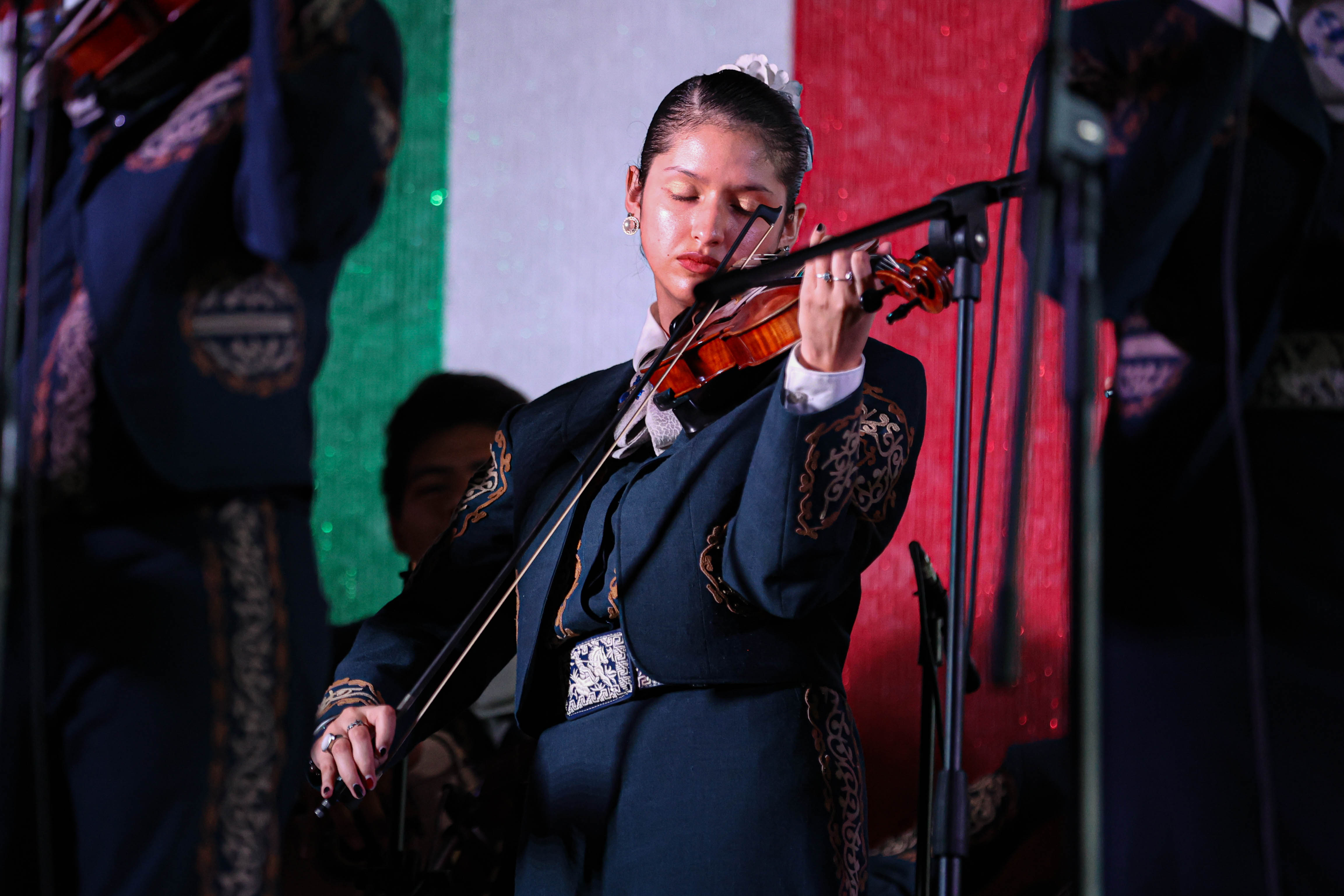 Student playing violin