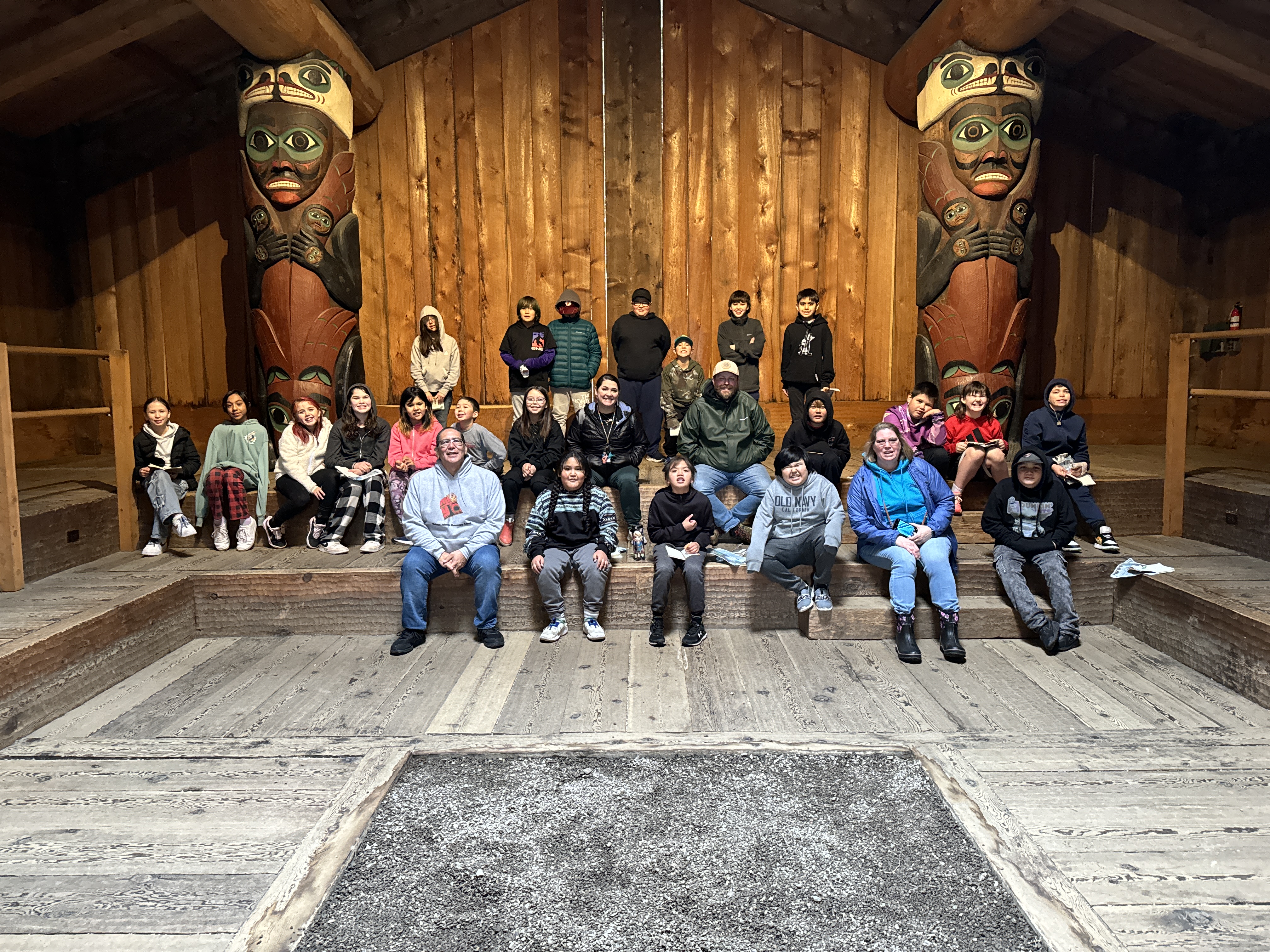 students in longhouse