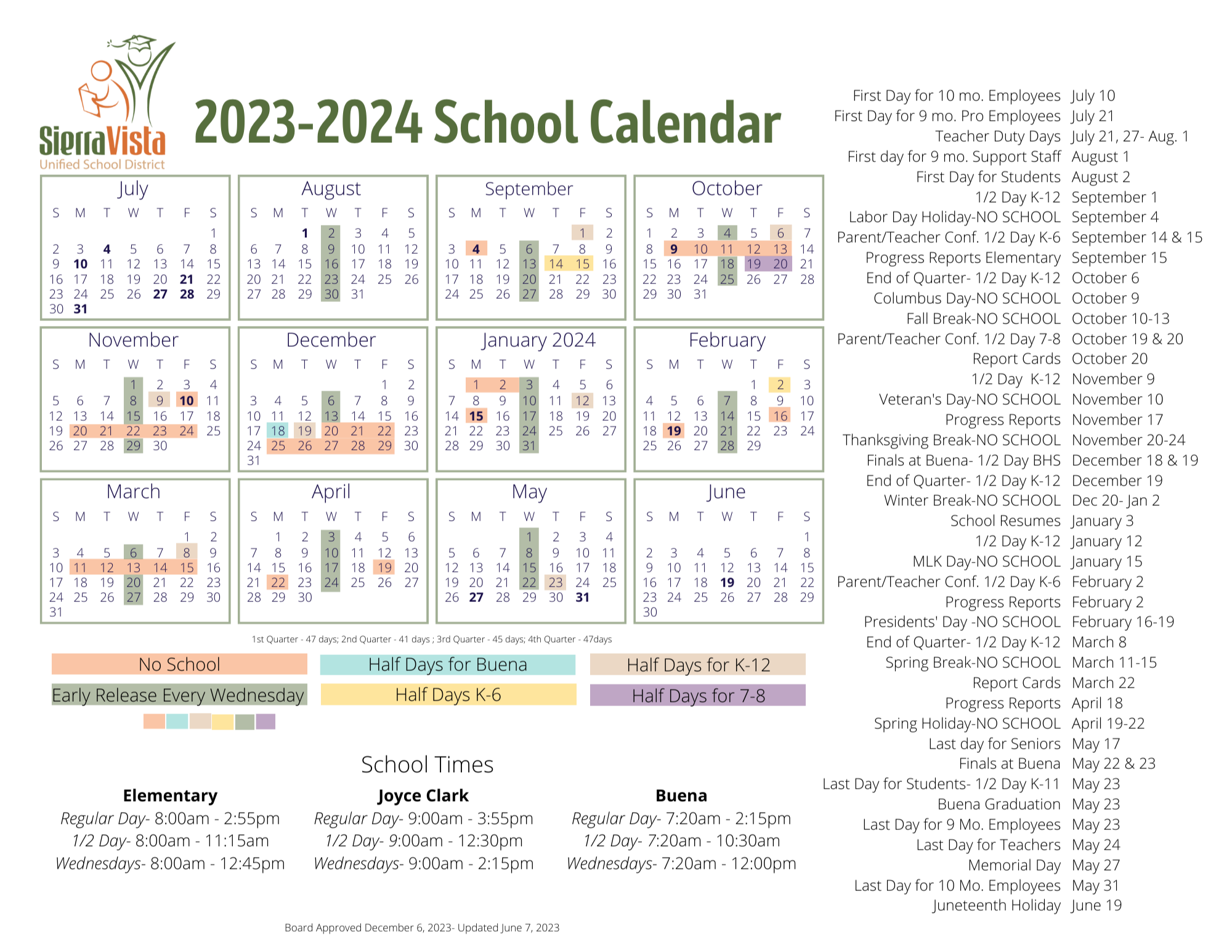 Calendar & Schedule | Joyce Clark Middle School Calendar & Schedule | Joyce Clark Middle School