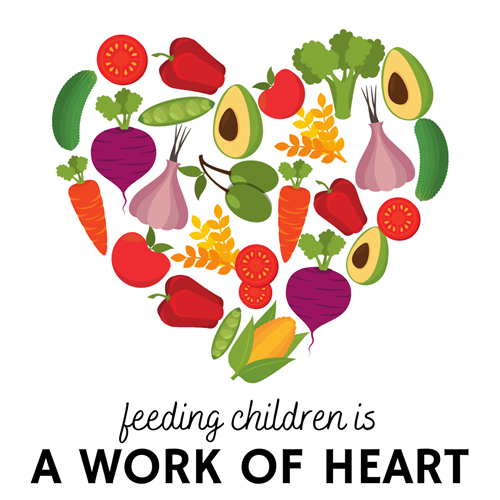 feeding children is a work of heart:  heart shape using fruit