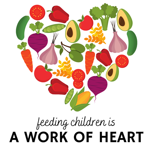feeding children is a work of heart:  heart shape using fruit