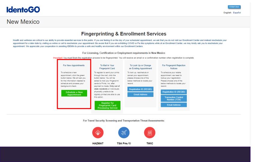 Fingerprinting for new applicants