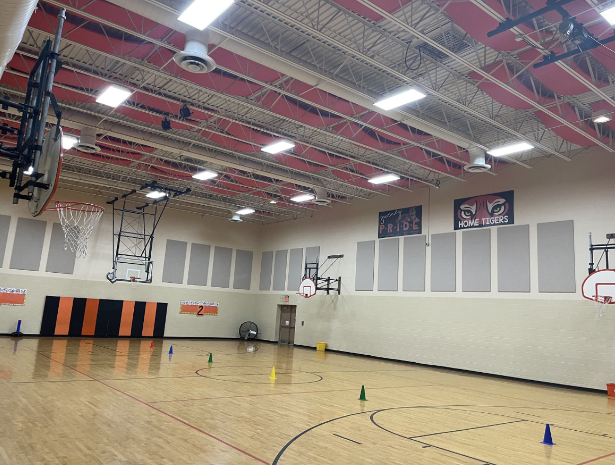 Lighting and Acoustical Panels Installed in Gym and Cafeteria 