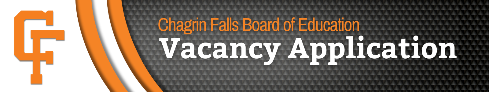 Board of education vacancy on black background, links to application. 