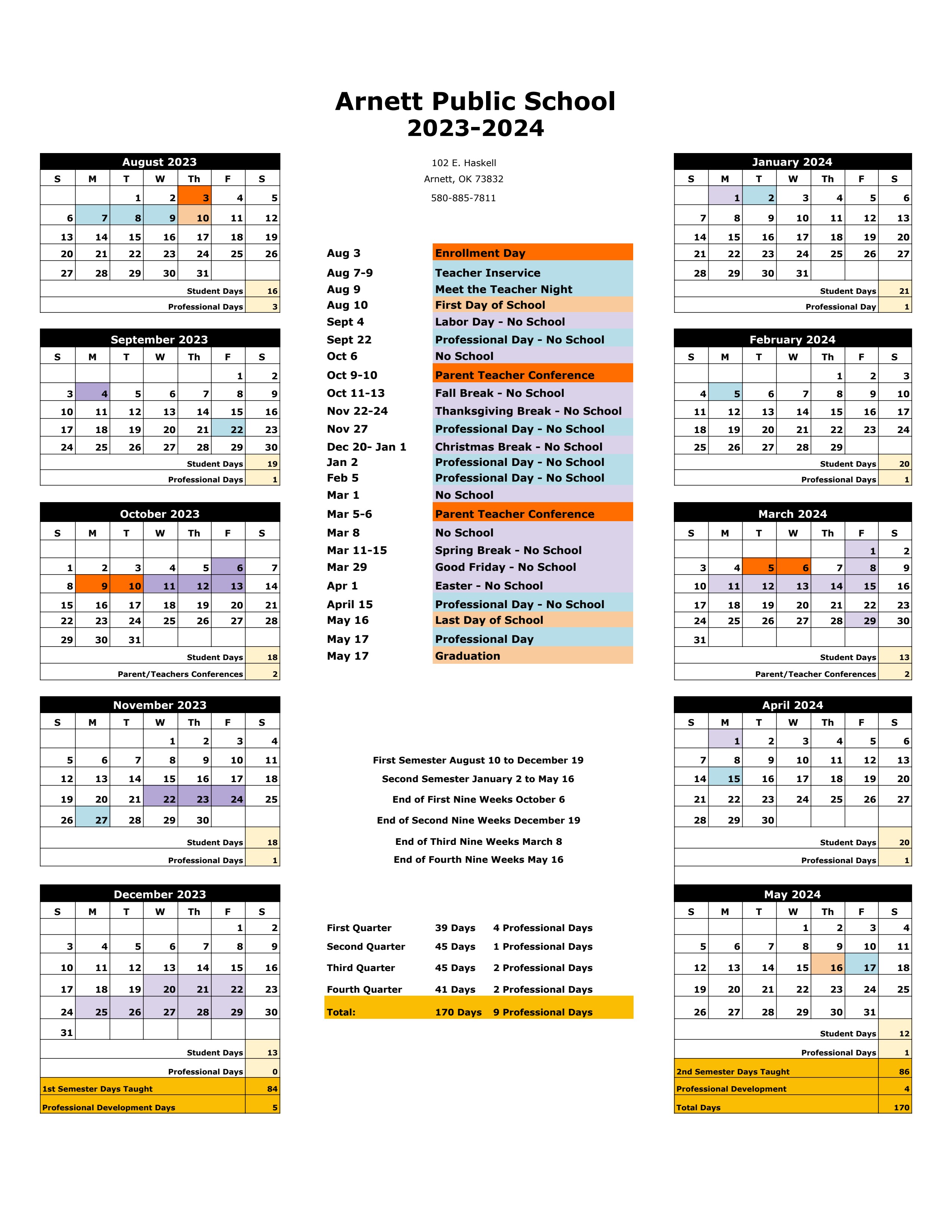 Public Schools Calendar 2024