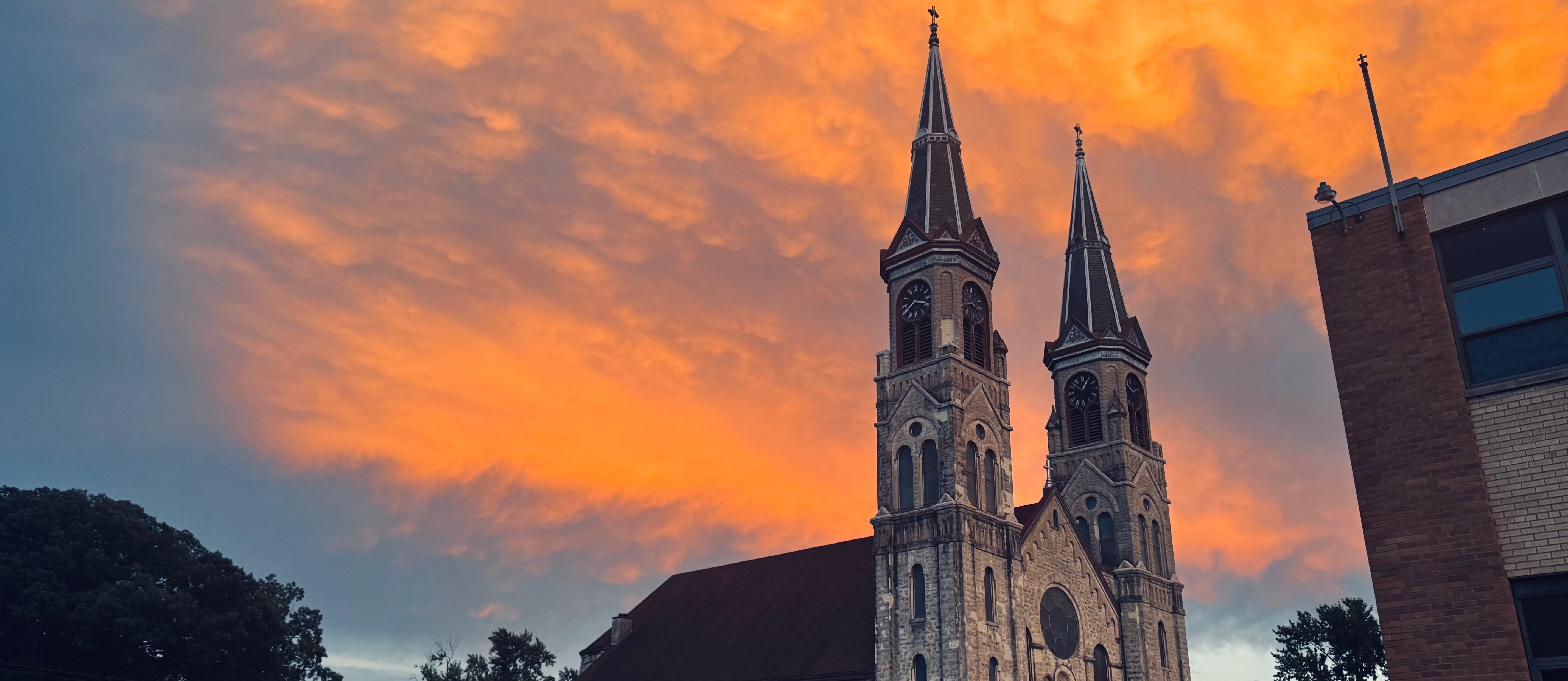 church at night