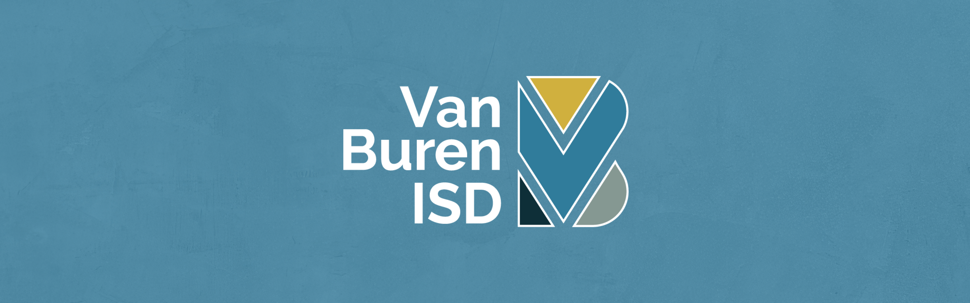 Van Buren ISD text and logo over blue background