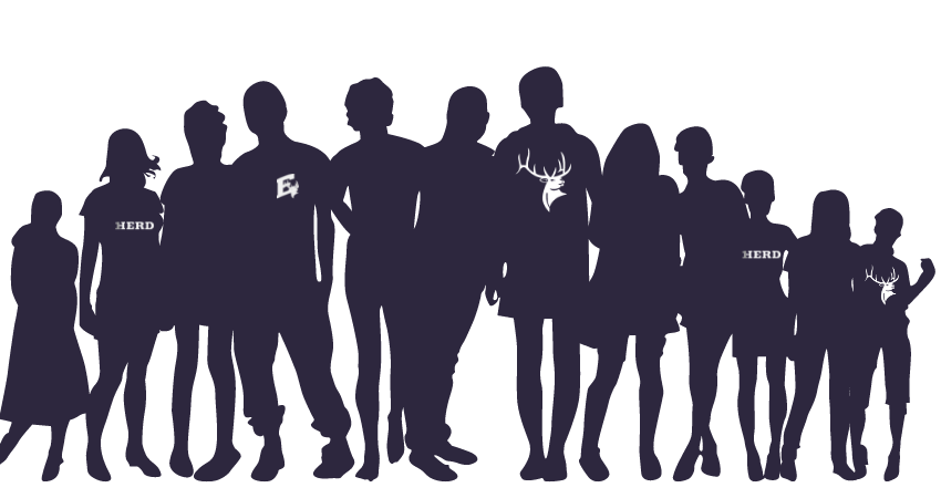 Silhouette image of students