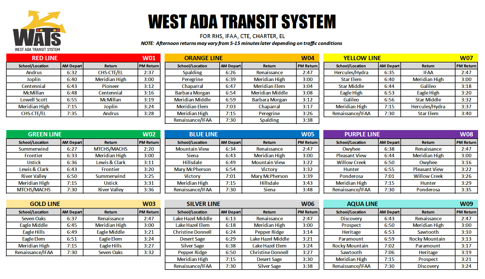 west ada transit system schedule