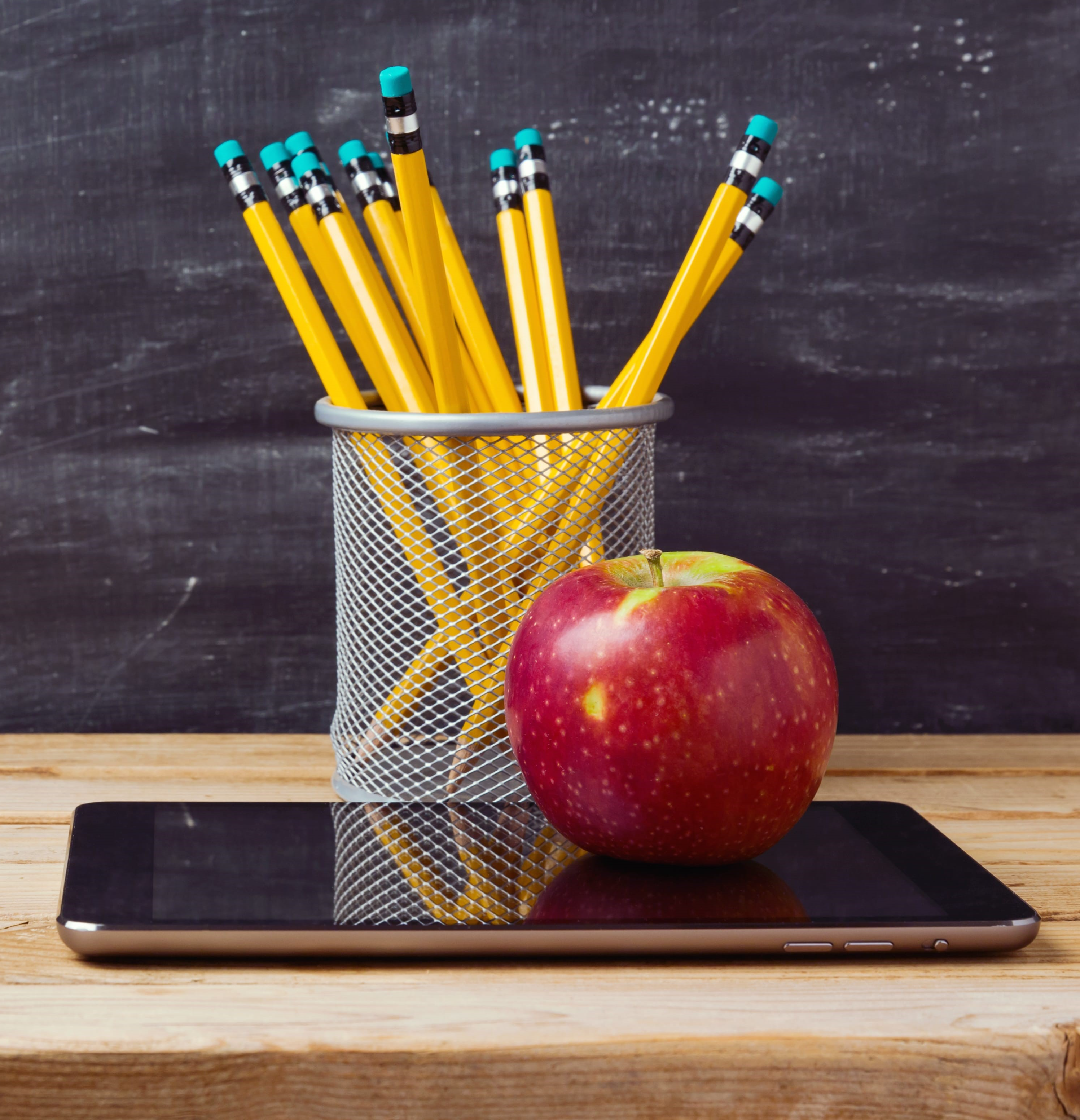 Chalkboard with pencil holder