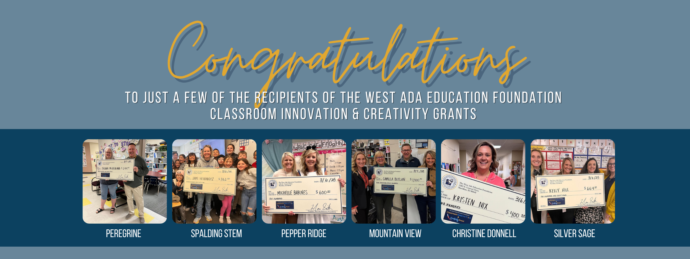 congratulations to just a few of the recipients of the west ada education foundation  classroom innovation & creativity grants 