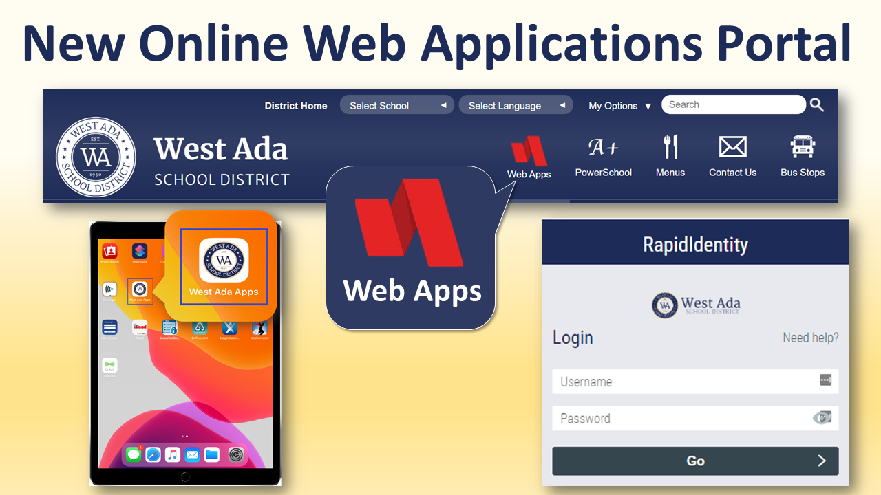 Click on the Web Apps icon on the District Home Page and log in