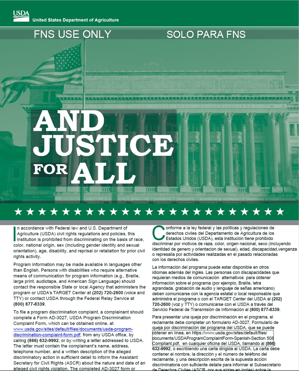 USDA Nondiscrimination Poster