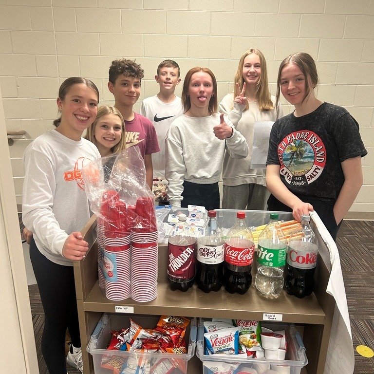students with cart of treats