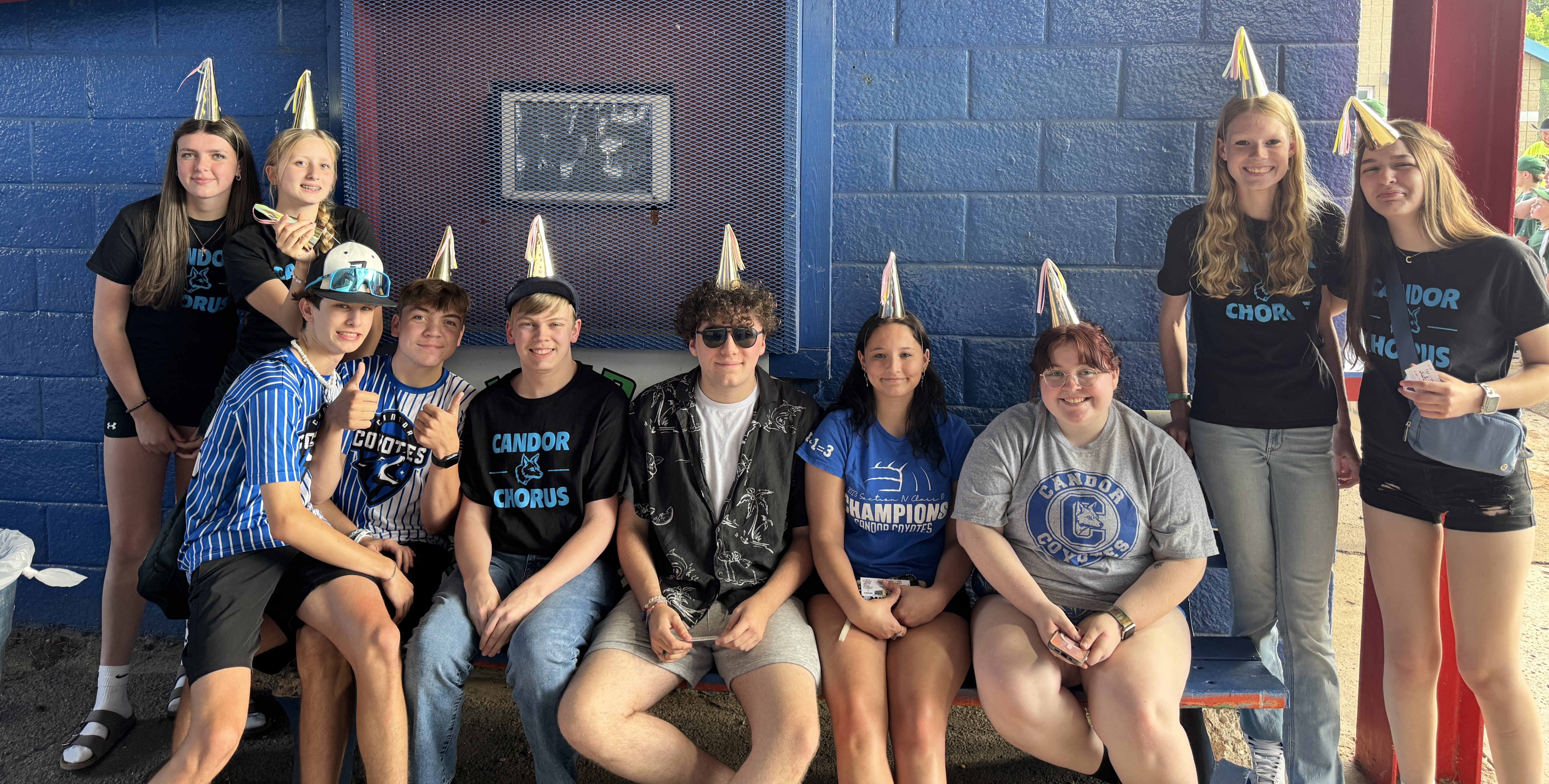 Students sang at a baseball game in Elmira!