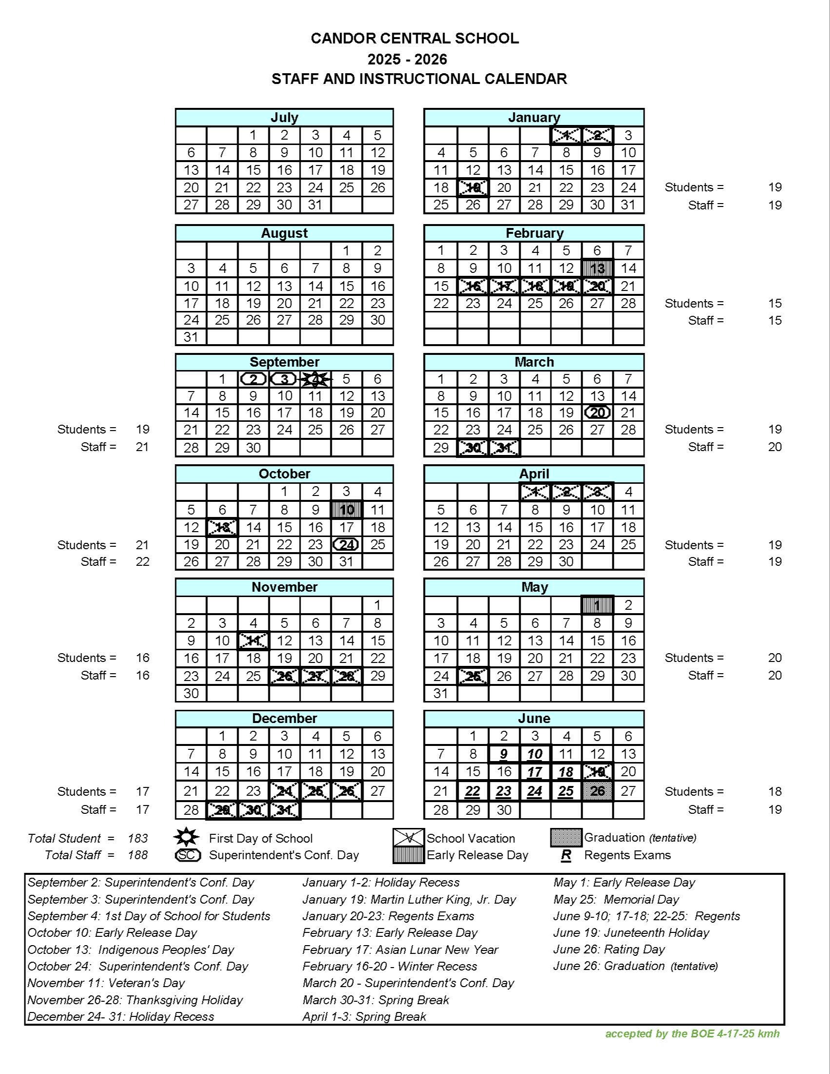 CCSD Instructional Calendar
