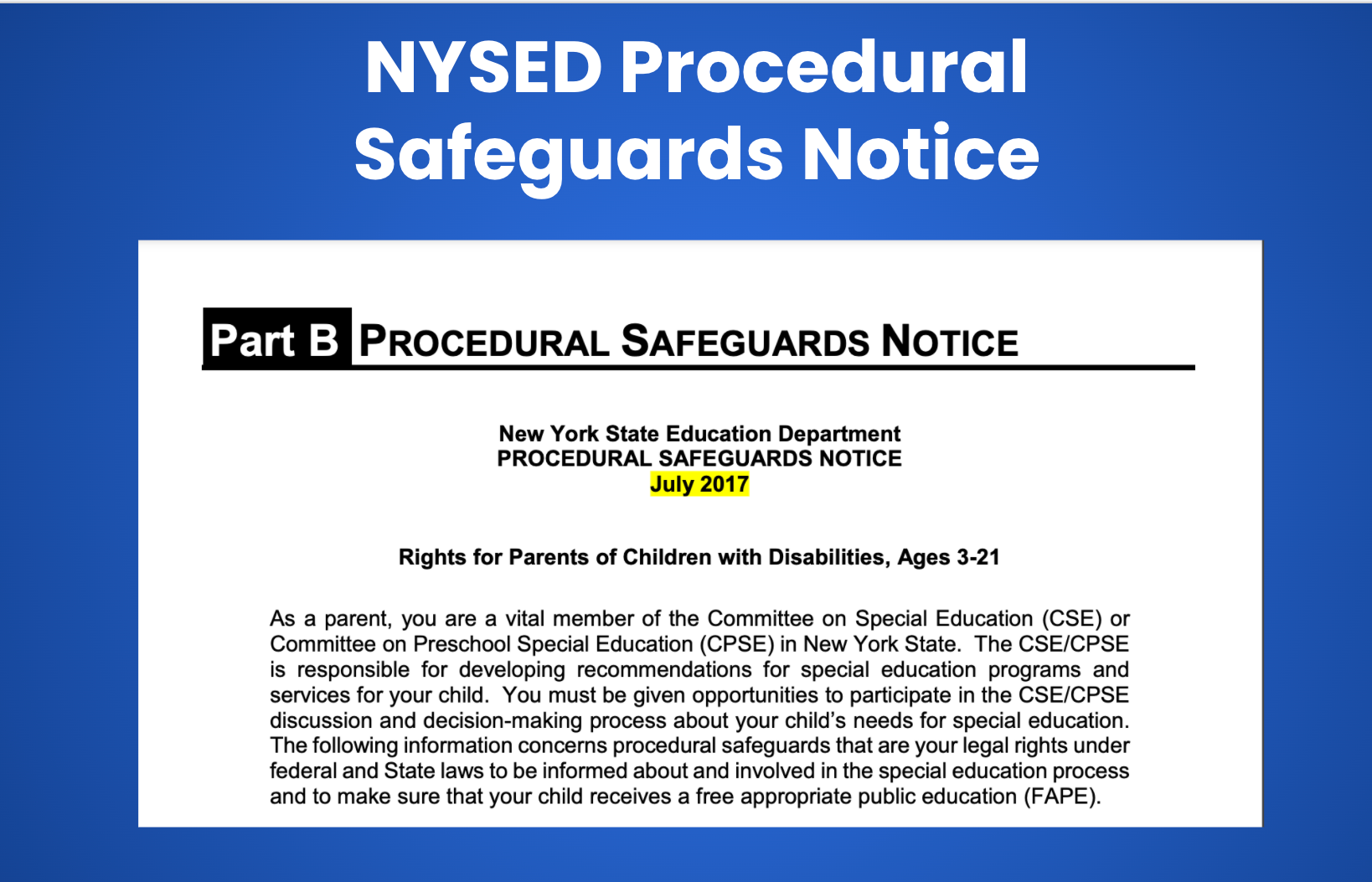 NYSED Procedural Safeguards Document